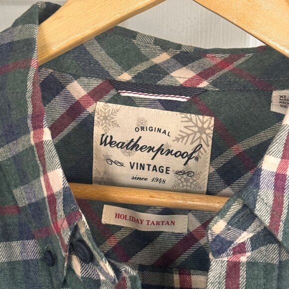 Original Weatherproof Vintage Long-sleeve Button-down Flannel in Green and Red - Picture 4 of 4